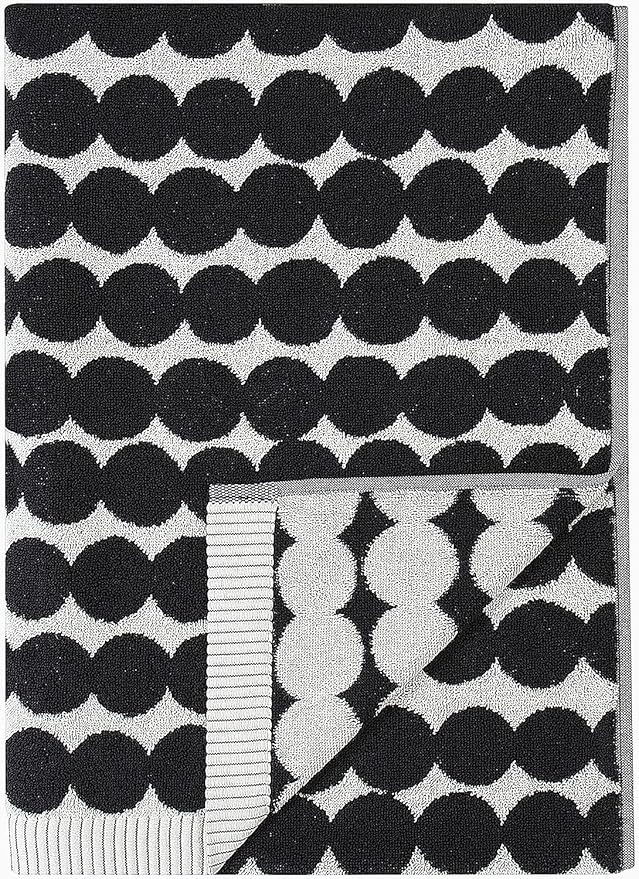 MARIMEKKO Räsymatto Terry Cotton Bath Towel – Polka Dot Patterned Bath Towels – 59 in x 28 in