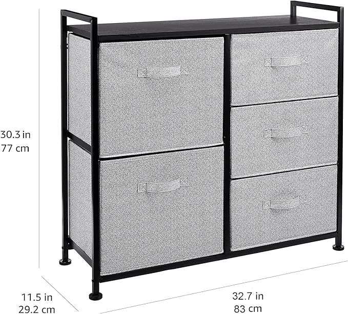 Amazon Basics Closet Organizer Drawers with 5-Fabric Storage Units, Black
