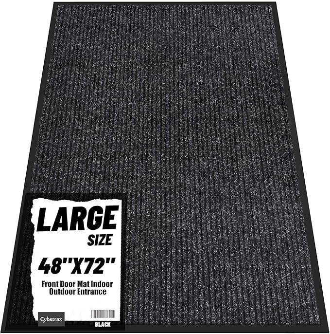 Front Door Mat Indoor Outdoor Entrance, 48" x 72" All-Season Heavy Duty Waterproof Doormat, Non-Slip Absorbent Entryway Mat, Easy to Clean, Low Profile Commercial Floor Mat for Indoor Outdoor