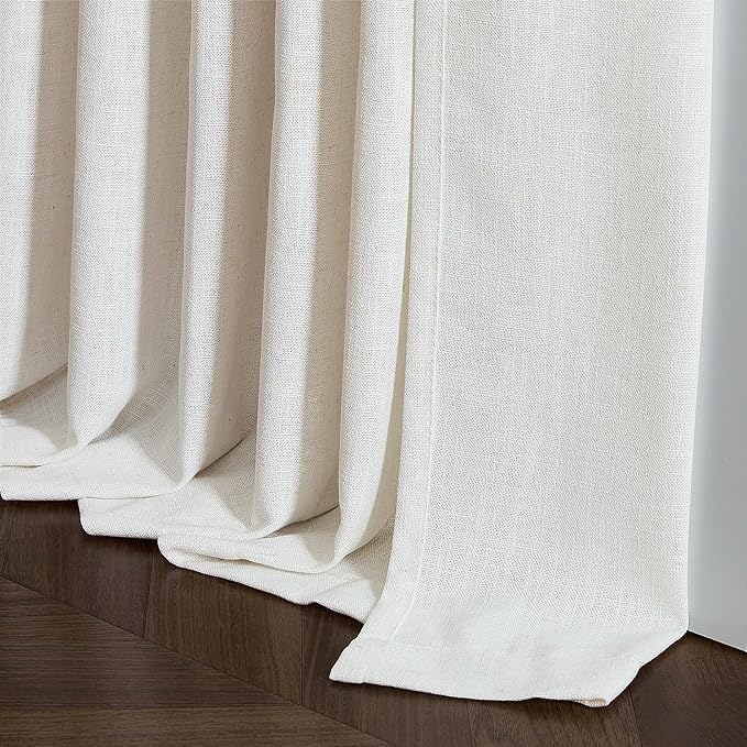 Cream Ivory Linen Pleated Curtains 30 Inch Length Light Filtering Semi Sheer Mini Curtains for Small Window Basement Bathroom Pinch Pleat Boho Farmhouse Short Kitchen Drapes Laundry Room RV 40x30