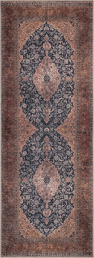 Keen Home Design 2x7 Rug - Machine Washable Runner Rug with Non-Slip Backing, Ideal for Hallway, Entryway, Kitchen, Laundry Room - Vintage, Easy Clean, Durable, Low Pile Rug - (2'6" x 7')