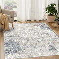 Square Area Rug Living Room Rugs - 6x6 Washable Large Soft Indoor Neutral Modern Abstract Low Pile Rug Carpet for Bedroom Dining Room Farmhouse Home Office - Beige Blue
