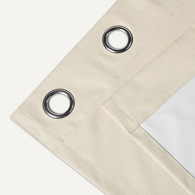 Amazon Basics 100% Blackout Curtains with Grommets, 2 Panels, 52 x 84 Inches, Beige