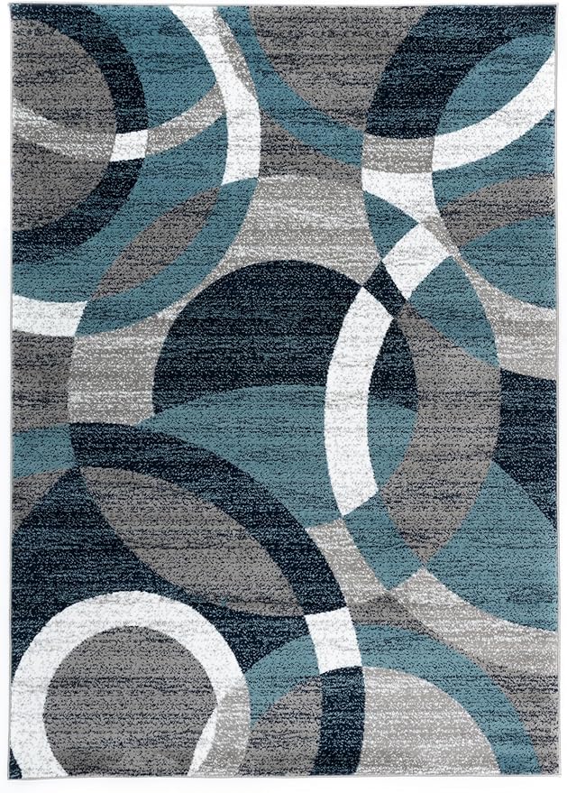 Rugshop Contemporary Abstract Circles Perfect for high Traffic Areas of Your Living Room,Bedroom,Home Office,Kitchen Area Rug 9' x 12' Blue