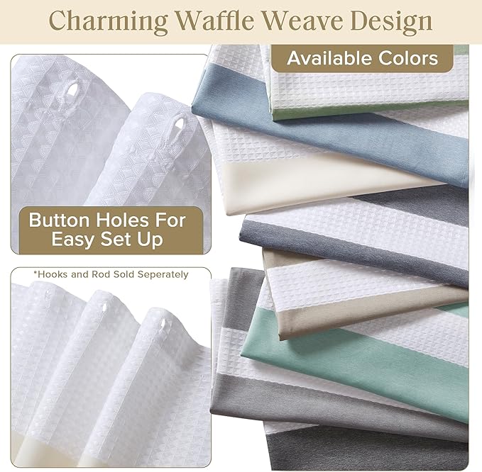 Madison Park Shower Curtain Spa Waffle Weave Shower Curtain for Bathroom 3M Scotchgard Moisture Management, Spa Quality Modern Shower Curtains for Bathroom, Standard: 72x72 Cream