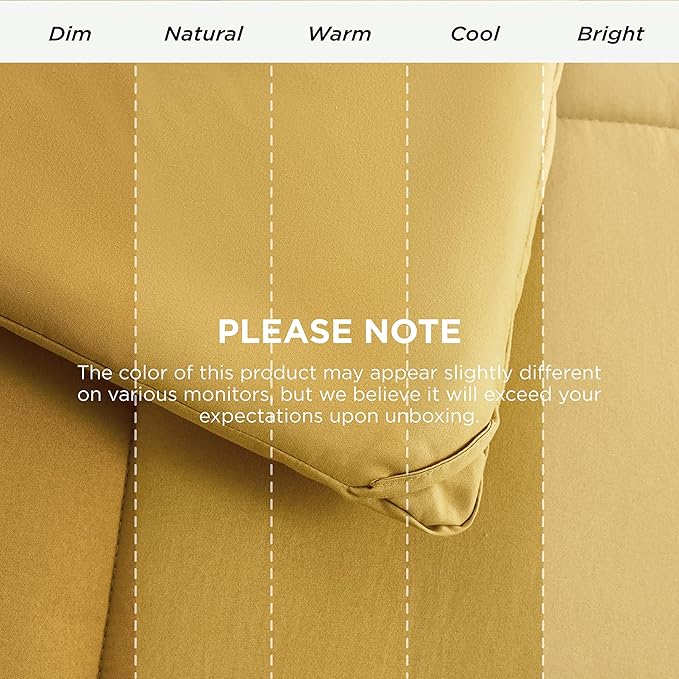 Bedsure Comforter Duvet Insert - Quilted Comforters Full Size, All Season Duvet, GentleSoft Down Alternative Bedding, with 8 Tabs, Gifts for Women/Men, Mustard Yellow, Full 86 x 82 Inches