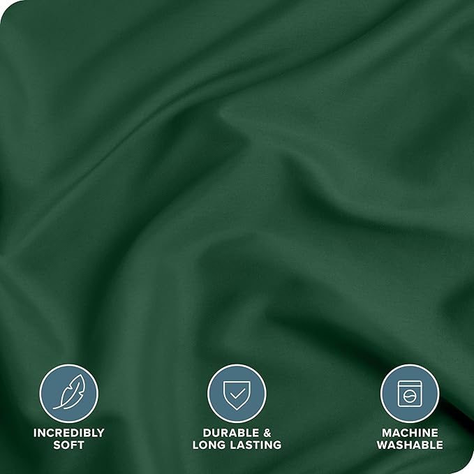 Bare Home Bedding Duvet Cover Extra Long Size - Premium 1800 Super Soft Collection - Lightweight, Cooling - Soft Breathable Bedding Duvet Cover (Twin/Twin XL, Forest Green)