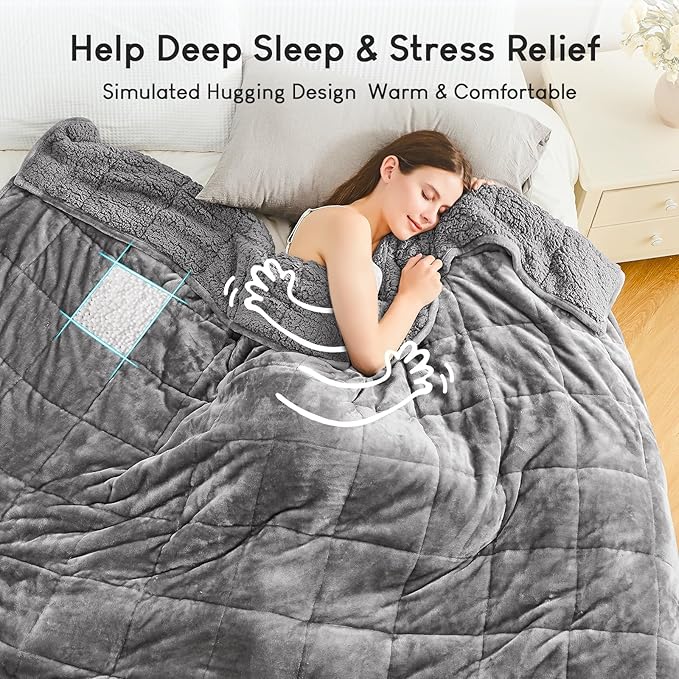 Cottonblue Weighted Blanket for Adults (20 lbs, 90” x 90”, Grey) Weighted Blankets 20lbs for Sleeping and Relax, King Size Soft Heavy Blanket with Premium Glass Bead, Commercial Machine Washable