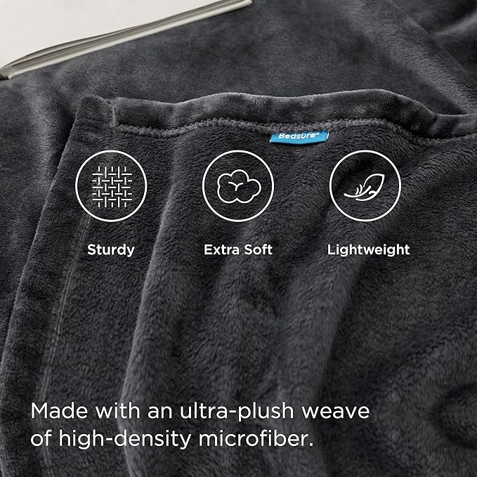 Bedsure GentleSoft Fleece Bed Blankets Large Size Charcoal - Soft Lightweight Fuzzy Cozy Luxury Oversized King Blanket Microfiber, Room Home Decor Gifts for Women and Men, 120x120 inches