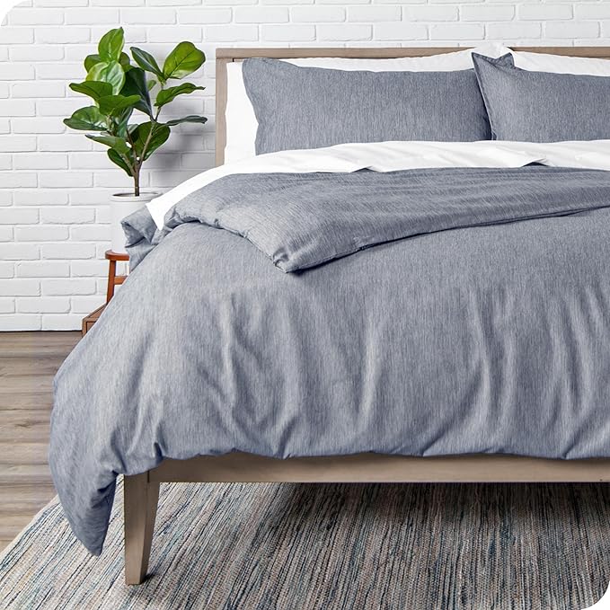 Bare Home Bedding Duvet Cover King Size - Premium 1800 Super Soft Collection - Lightweight, Cooling - Soft Breathable Bedding Duvet Cover (King, Heathered Midnight Blue)