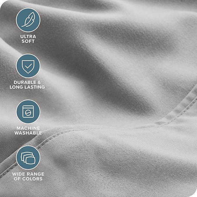 Bare Home Hotel Luxury Twin Sheet Set, Extra Soft - 4 Piece Set - Deep Pockets - Easy Fit - Cooling & Breathable - Wrinkle, Fade, Stain Resistant - Includes 2 Pillowcases (Twin, Light Grey)