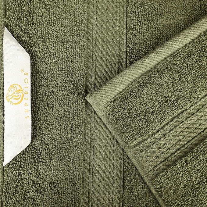 SUPERIOR Egyptian Cotton Pile 9 Piece Towel Set, Includes 3 Bath, 3 Hand, 3 Face Towels/Washcloths, Ultra Soft Luxury Towels, Thick Plush Essentials, Guest Bath, Spa, Hotel Bathroom, Forest Green