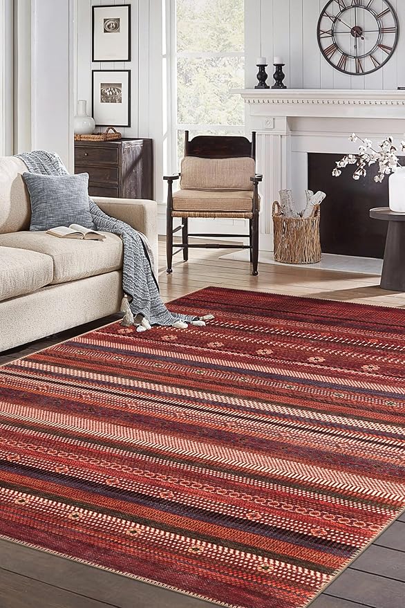 Keen Home Design 10x14 Rug - Machine Washable Area Rug with Non-Slip Backing, Ideal for Living Room, Dining Room, Bedroom - Vintage, Easy Clean, Durable, Low Pile Rug - (9'7" x 14')