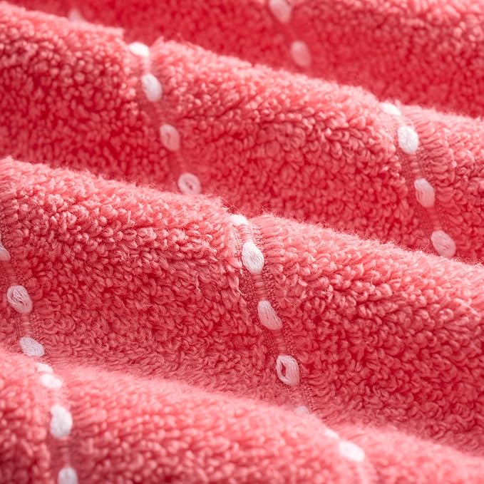 Juicy Couture Luxurious Plush Stripe 6-Piece Set - Pink Coral 100% Cotton Bath Towel Set - Soft and Stylish for Ultimate Comfort and Elegance