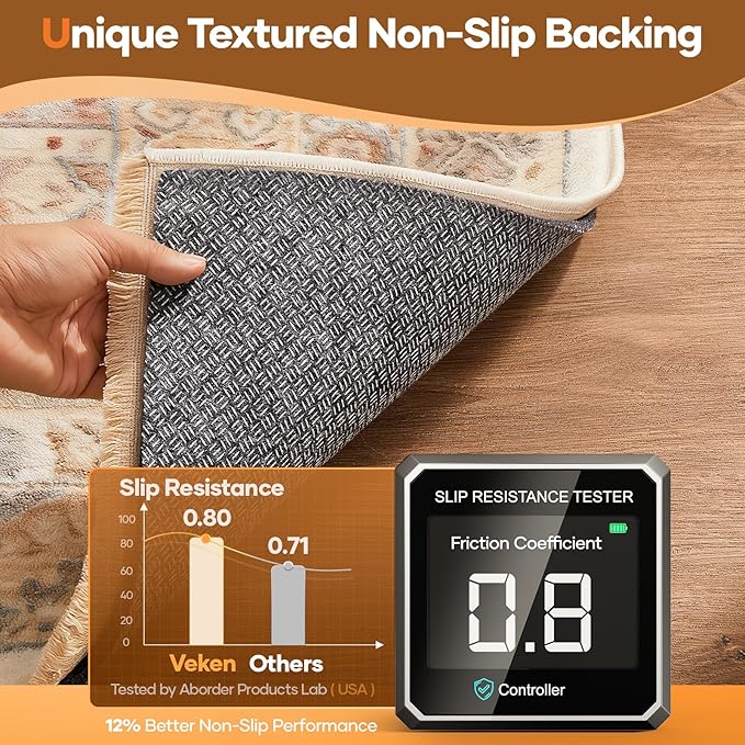 Veken Non Slip Cushioned Rug Pad Gripper, Felt and Silicone Backing, Carpet Liner for Hardwood Floors and Finishes, Under Area Rugs Anti Skid Mat, Keep Rugs Safe and in Place, 2 x 3 Ft 1/4 inch Thick