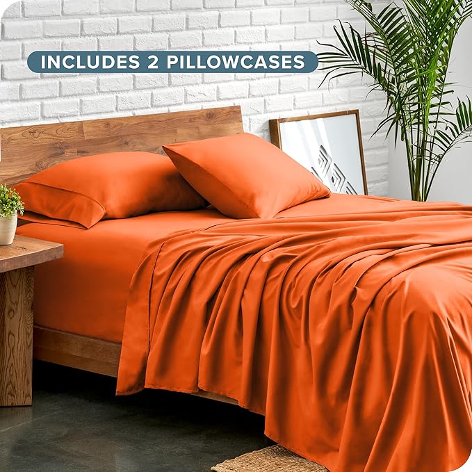 Bare Home Microfiber Sheet Set with Additional Pillowcase, Twin XL Orange