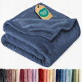 Ultra Soft Fleece Blanket Throw Size - Flannel Fleece Luxury Throw Blanket - Lightweight for Couch Bed Chair - Thick, Warm & Breathable - All Season Cozy Anti-Static Microplush Bedding, Washed Blue