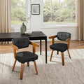 Art Leon Mid Century Dining Chairs - Set of 2 Faux Leather Upholstered Dining Chairs, Modern Swivel Dining Room Chairs Comfy Desk Chair No Wheels Accent Arm Chair for Kitchen Living Room Study, Black