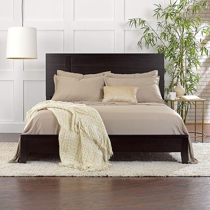 Pure Bamboo Queen Sheets, Genuine 100% Organic Viscose Derived from Bamboo Bed Sheet Set, Luxuriously Soft & Cooling, Double Stitching, 2 Year Quality Promise (Queen, Sand)