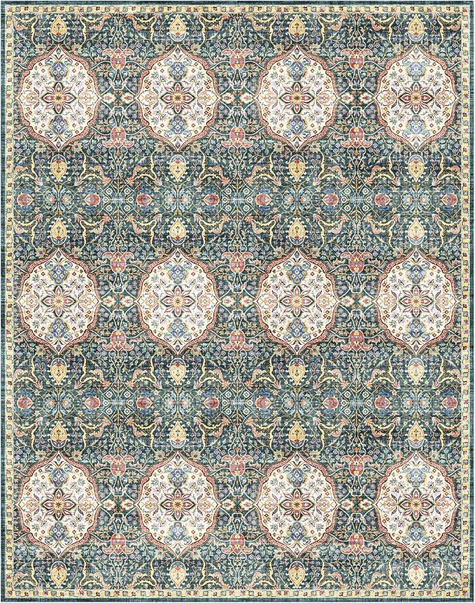 Gertmenian Indoor Bohemian Accent Rug - 3x5 Small, Non-Shedding, Ideal for High Traffic in Living Room, Bedroom, Entryway - Moroccan, Dk. Green, 26838