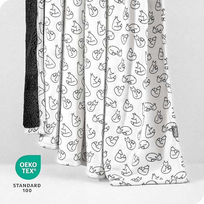 Bare Home Sherpa Fleece Blanket - Twin/Twin Extra Long - Blanket for Bed, Sofa, and Couch - Warm & Lightweight - Fluffy & Soft - Reversible (Twin/Twin XL, Feelin' Foxy - Black)