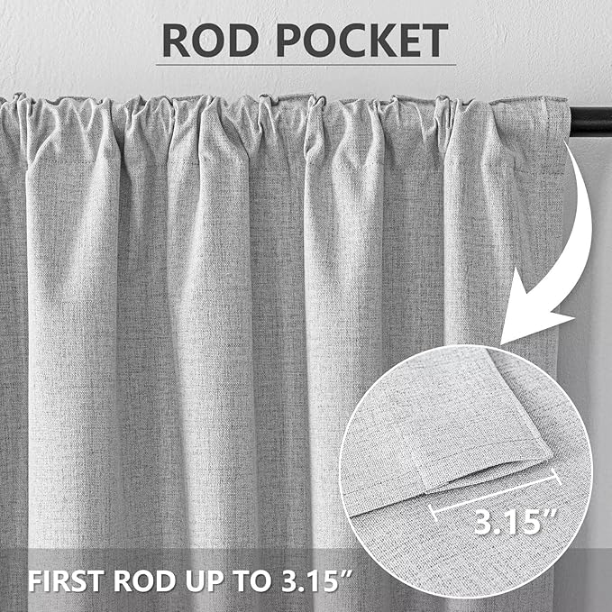100% Blackout Curtains for Living Room, 108 Inch Curtains 2 Panel Set Light Blocking, Back Tab & Rod Pocket Thermal Insulated Drapes Bedroom Windows Home Decor(52W × 108L inch, Off-White)