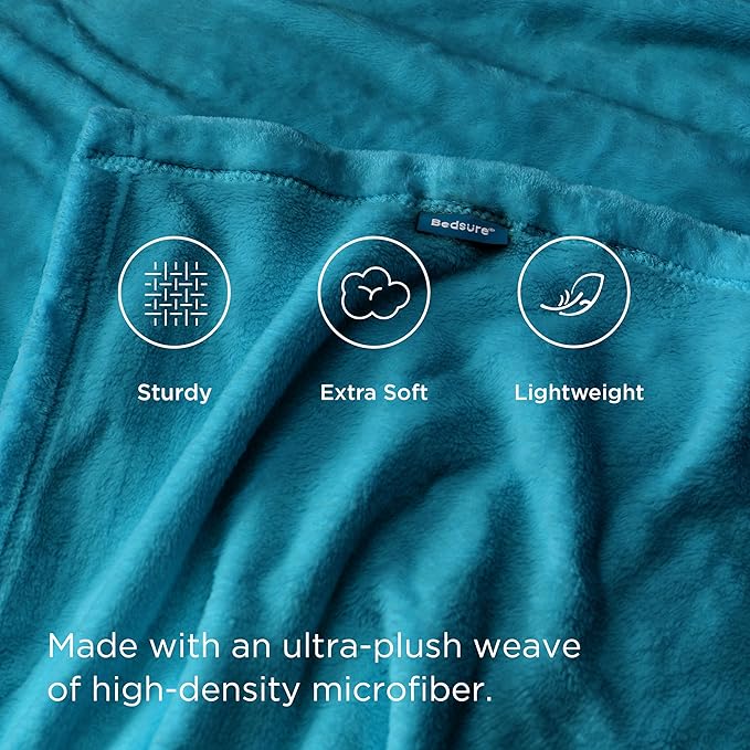 Bedsure GentleSoft Fleece Throw Blanket Teal - 300GSM Blankets for Couch, Sofa, Bed, Soft Lightweight Plush Cozy Throws for Toddlers, 50x60 inches