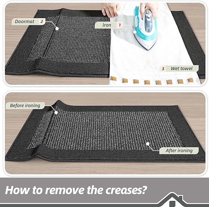 BEQHAUSE Indoor Door Mat 24" x 36", Dirt Trapper Door Mats Non-Slip Entryway Rugs Washable, Resist Dirt Absorbent Welcome Mat, Low Profile Floor Mats for Front Back Door and Entryway, Charcoal