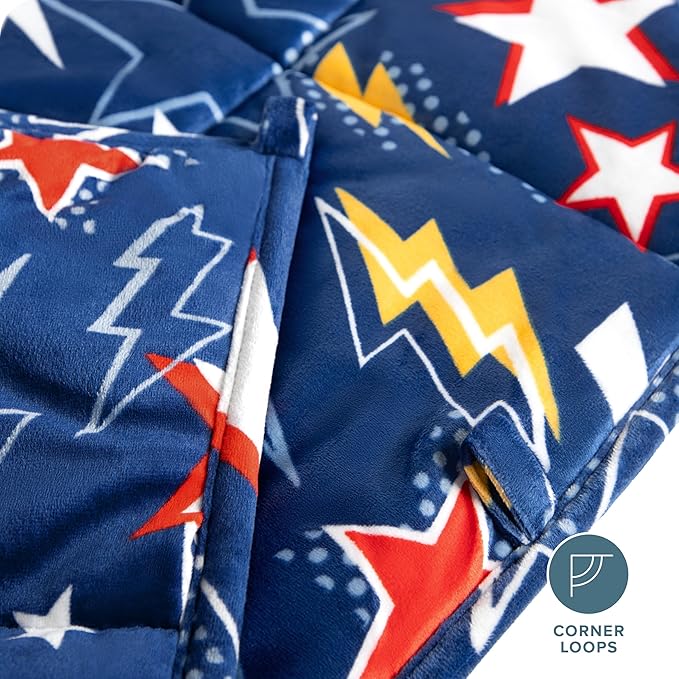 Bare Home Weighted Blanket Twin or Full Size 10lb (40" x 60") - Minky Fleece - Premium Heavy Blanket Nontoxic Glass Beads (Superhero, 40"x60")