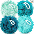 Loofah for Women 75g 4 Pack, Bath Sponge Soft Mesh Shower Puff Loofah Sponge, Exfoliating Body Scrubber, lufas for Women, Shower Accessories (Blue)