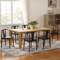 Wood Dining Room Chairs Set of 6, Mid Century Modern Kitchen Chairs Wishbone Chair with Curved Back Armless Accent Chair for Living Room Restaurant, Black