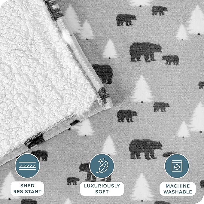 Bare Home Sherpa Fleece Blanket - Twin/Twin Extra Long - Blanket for Bed, Sofa, and Couch - Warm & Lightweight - Fluffy & Soft - Reversible (Twin/Twin XL, Kodiak)