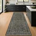 Non Slip 2x6 Kitchen Runner Rug Washable, Rubber Backed Hallway Runner Rugs, Boho Vintage Floral Botanical Dark Green Non Skid Carpet for Entryway, Bathroom, Hall Way Mats for Floor