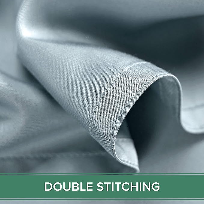 Pure Bamboo Full Sheets, Genuine 100% Organic Viscose Derived from Bamboo Bed Sheet Set, Luxuriously Soft & Cooling, Double Stitching, 2 Year Quality Promise (Full, Sterling Blue)