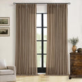 Brown Pleated Linen Curtains 96 Inches Long for Living Room 2 Panel Set Semi Sheer Light Filtering Pinch Pleat with Rings Hooks Drapes Boho Rustic Farmhouse Dutch Cocoa Curtain Bedroom Window