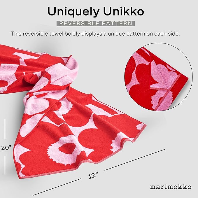 MARIMEKKO Unikko Solid Terry Cotton Guest Towel (Ivory) – Embossed Guest Towels for Bathroom – 20 in x 12 in
