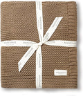 MakeMake Organics Organic Cotton Throw Blanket GOTS Certified Organic Knit Blanket Couch Bed Neutral Fall Colors Soft Cotton Throw Blanket Large (50x60, Brown)