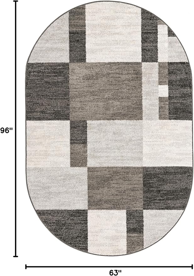 Unique Loom Autumn Collection Area Rug - Providence (5' 3" x 8' Oval, Gray/ Ivory)