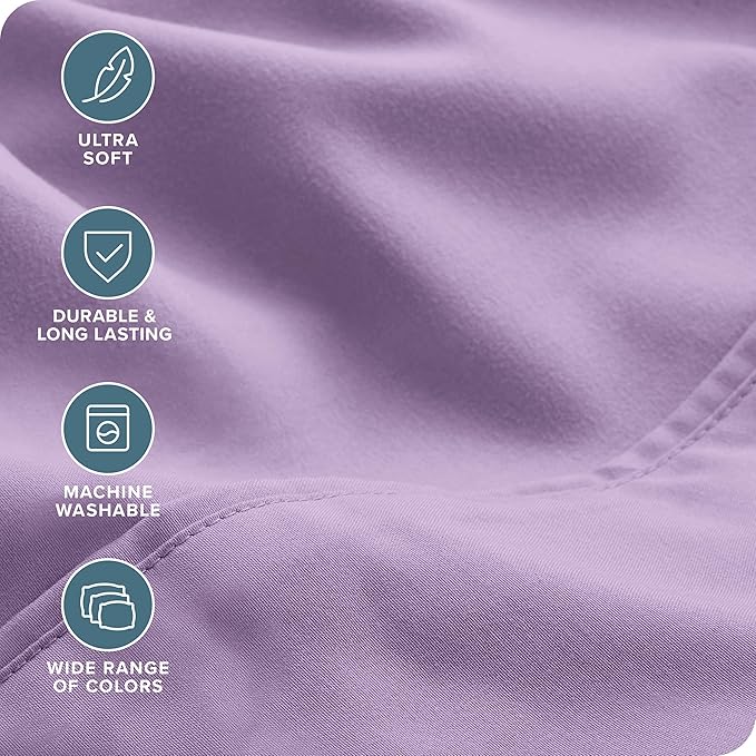 Bare Home Hotel Luxury Full Sheet Set, Extra Soft - 6 Piece Set - Deep Pockets - Easy Fit - Cooling & Breathable - Wrinkle, Fade, Stain Resistant - Includes 4 Pillowcases (Full, Lavender)
