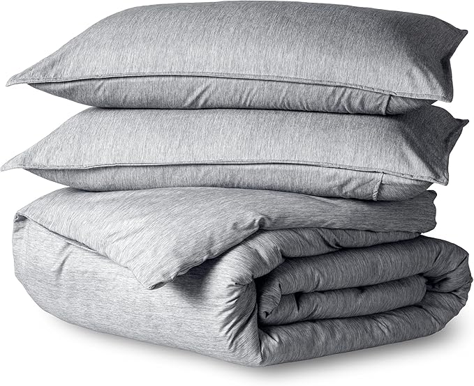 Bare Home Bedding Duvet Cover Oversized Queen Size - Premium 1800 Super Soft Collection - Lightweight, Duvet Cover - Soft Textured (Oversized Queen, Heathered Charcoal)