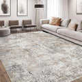 Area Rug Living Room Rugs - 6x9 Washable Large Soft Indoor Neutral Modern Abstract Low Pile Rug Carpet for Bedroom Dining Room Farmhouse Home Office - Brown/Grey/Black
