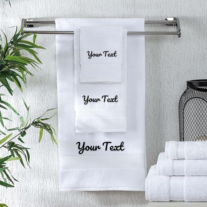 Personalized Towels - Customized Turkish Cotton Towel Set, Monogrammed Towels with Initials, Name & Embroidery, Idea for Weddings, Bridal Showers, Anniversaries, Housewarming, New Home