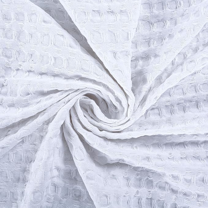 HILLFAIR 100% Cotton Blanket- 120"x120" XXL Oversized King Bed Blankets- Family Size 10 ft x 10 ft Big- Waffle Blankets- All Season Soft Breathable- Extra Large King Cotton Blanket for Bed- White