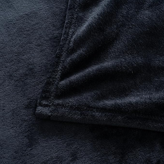 Luxury Fleece Warm Blanket, Soft Lightweight Velvety Plush Blanket for Sofa and Bed, Cozy Comfy for All Seasons(Black, 90×90 Inches)