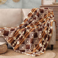 CASAAGUSTO Boho Sherpa Throw Blanket, Aztec, Ultra Soft, Warm, Cozy, Plush, Thick Fleece Bohemian Throw Blanket for Couch, Bed, Sofa (Terracotta 50 * 60 Inch)