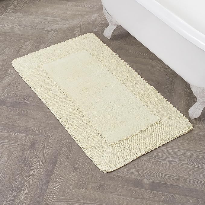 Laura Ashley Ruffle Border Yellow 27"x 45" 100% Cotton Bath Rug