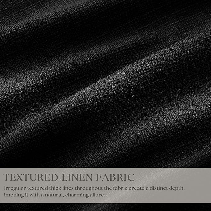 Black Blackout Pinch Pleated Linen Curtains 105 Inches Long for Living Room 2 Panels Thermal Insulted Dual Layer Drapes Ceiling Floor Back Tab 105 Inch Window Curtains Bedroom Sliding Glass Door