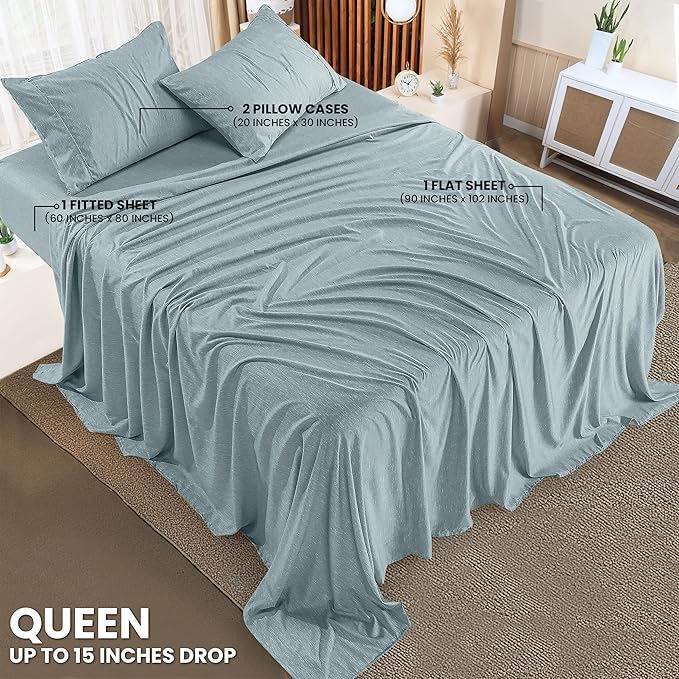 Utopia Bedding Queen Sheet Set – 4 Piece Bed Sheets for Queen Size Bed, Soft and Breathable Microfiber, Includes 1 Fitted Sheet, 1 Flat Sheet and 2 Pillowcases (Heather Grey)