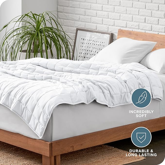 Bare Home Weighted Blanket King Size 30lb (80" x 87") for Adults - All-Natural 100% Cotton - Premium Heavy Blanket Nontoxic Glass Beads (White, 80"x87")