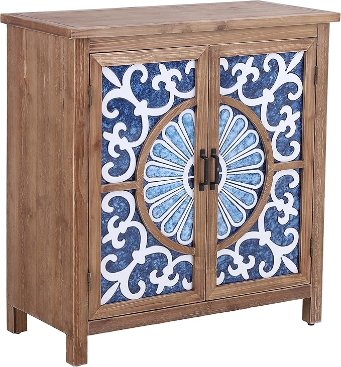 PHI VILLA Blue Accent Cabinet with Doors, Small Buffet Sideboard for Living Room Entryway Cabinet